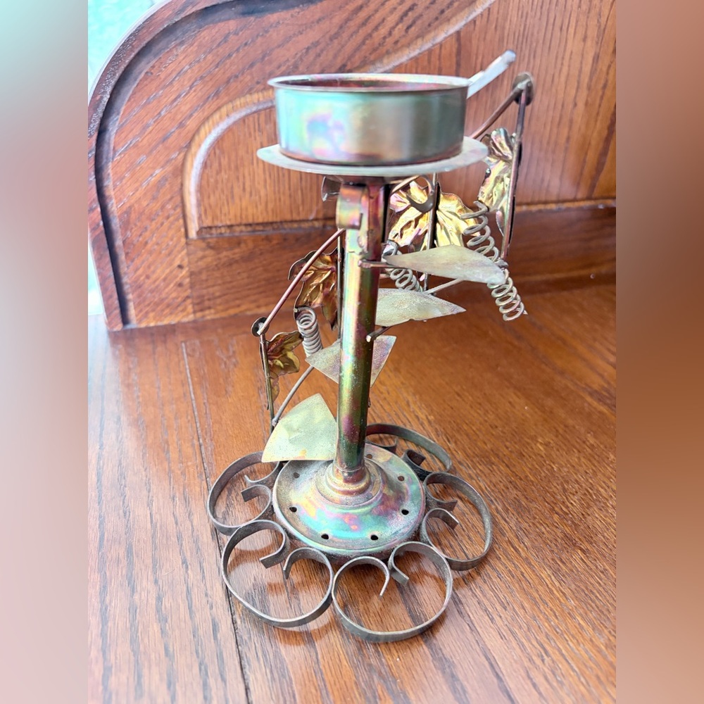 Vintage grapevine iridescent copper candle holder - Picture 3 of 13